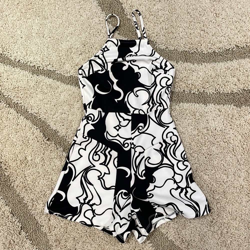 Super cute white and black romper